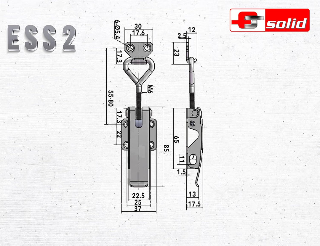 FTsolid [2er Set] einstellbarer Spannverschluss aus Edelstahl ESS2 Kistenverschluss rostfrei verstel
