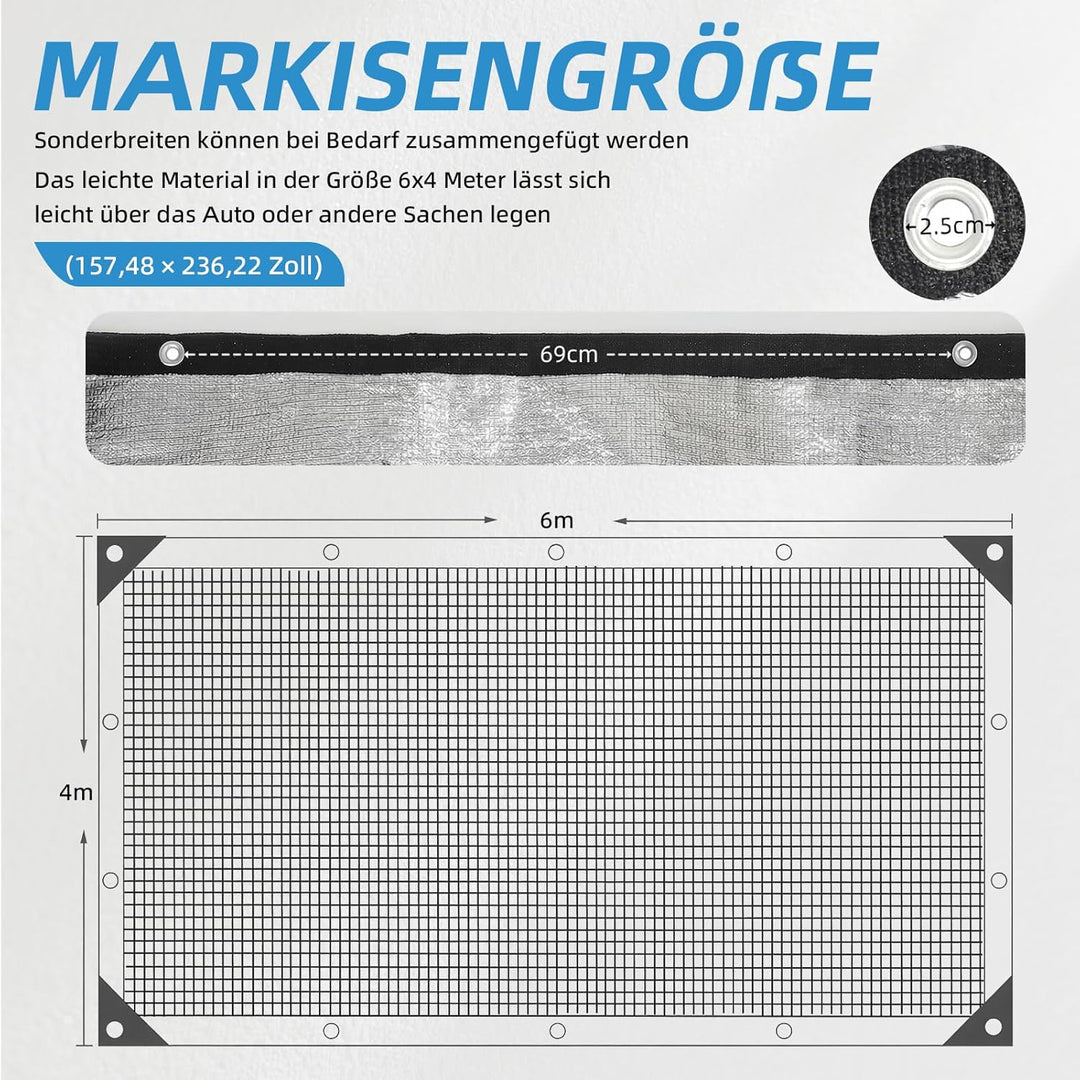 Sonnenschutznetz für Auto und Haustier, Hitzeschutznetz aus Aluminiumfolie,Sonnenschutznetz für VW T