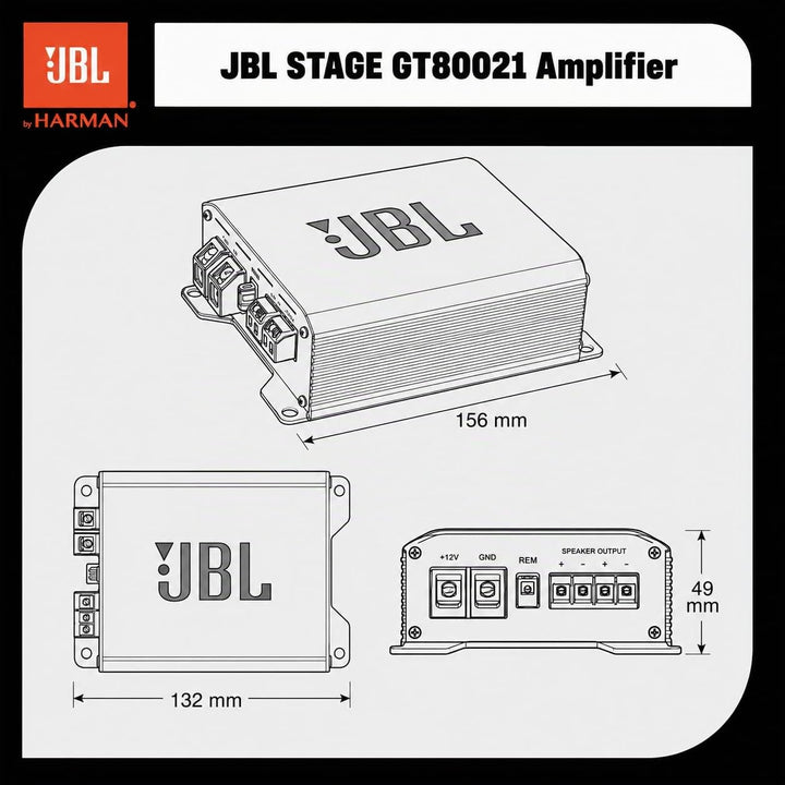 JBL Stage GT 80021 Car Hifi Autoradio Verstärker 800W Max 260W RMS von Harman Kardon - Class-D 2 Kan