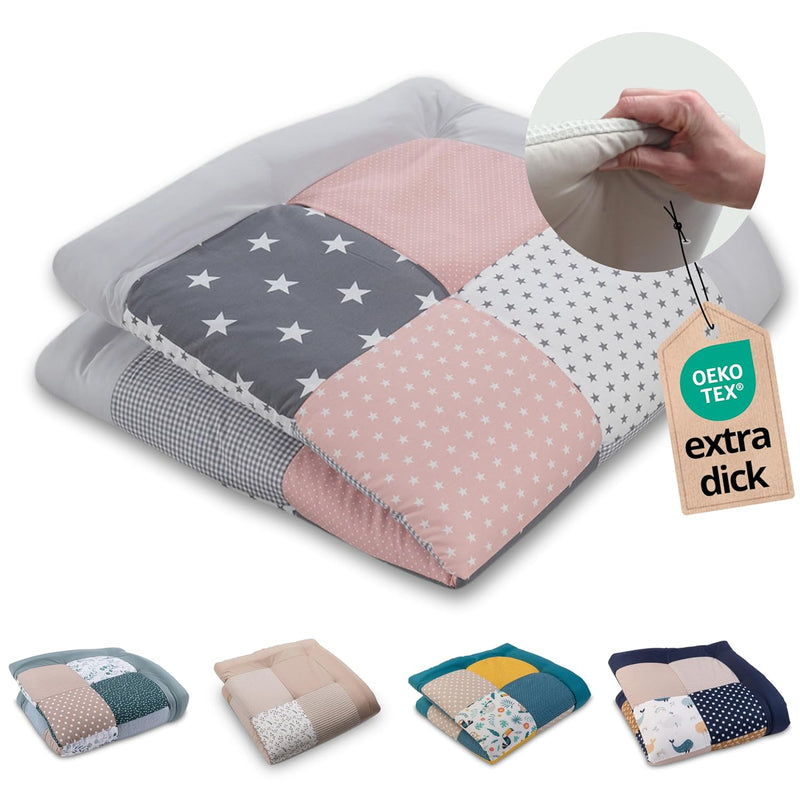 ULLENBOOM Krabbeldecke für Baby 100x100 cm, 100% OEKO-TEX Materialien, Made in EU, Dick & weich gepo