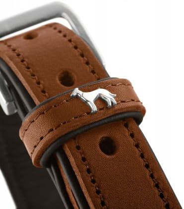 HUNTER LARVIK Hundehalsband, Leder, schlicht, elegant, komfortabel, 60 (M-L), cognac/schwarz cognac/