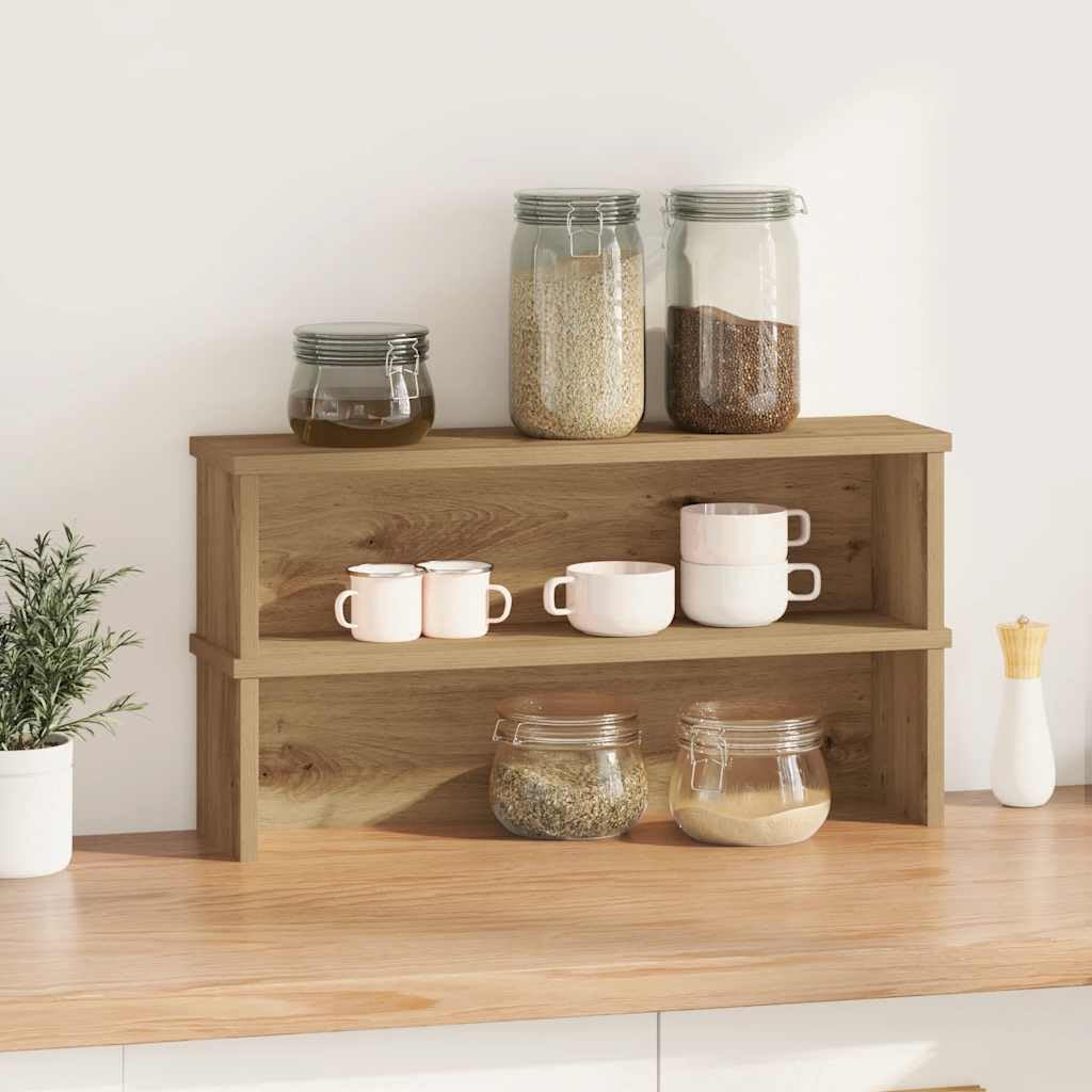 vidaXL Küchenregale Stapelbar 2 STK. Artisan-Eiche 50x15x16 cm, Küchen-Aufbewahrungsregal, Gewürzreg