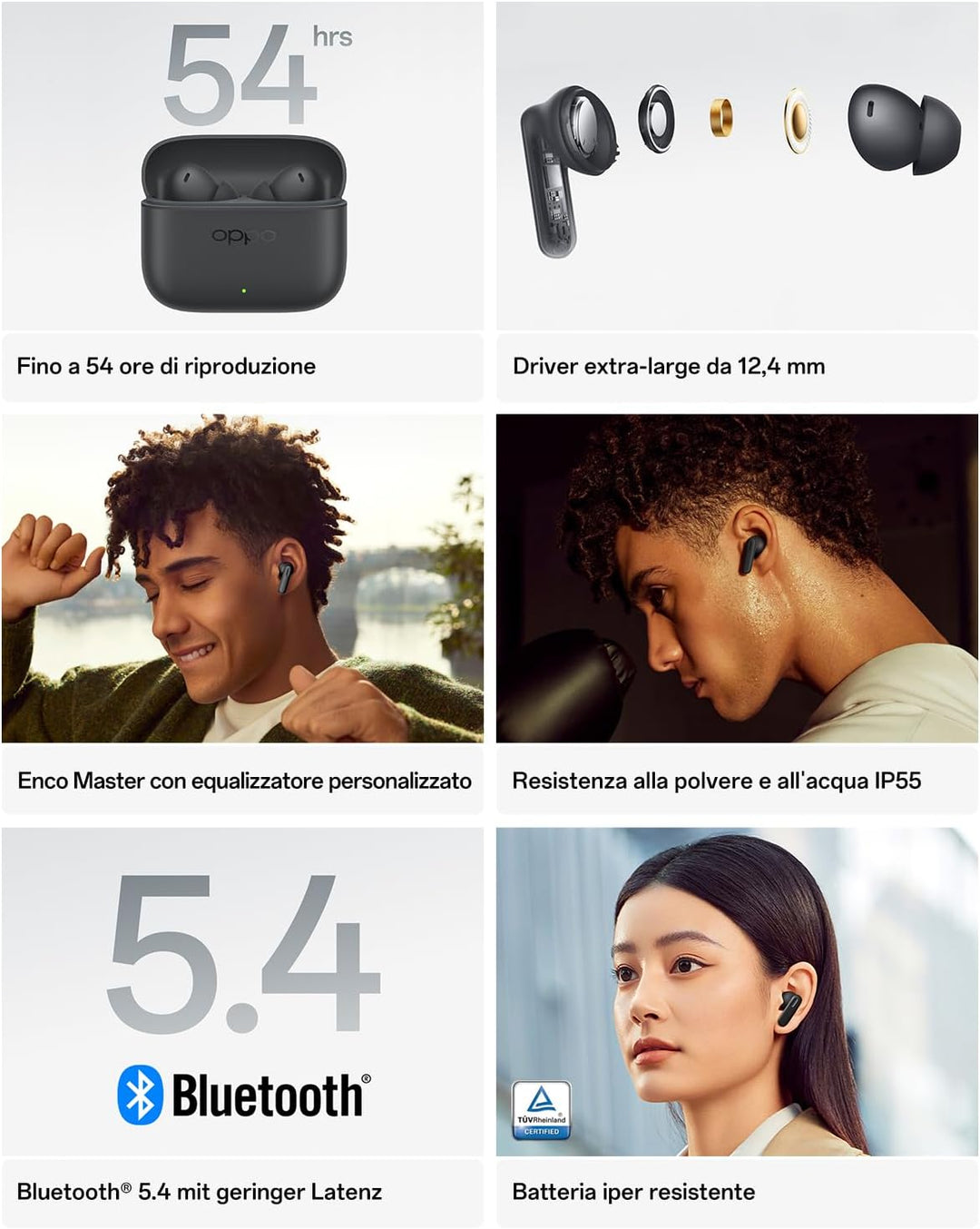 OPPO Enco Buds3 Pro True Wireless Ohrhörer, Bluetooth 5.4 Stereo In-Ear-Headset, Klare Gesangswieder