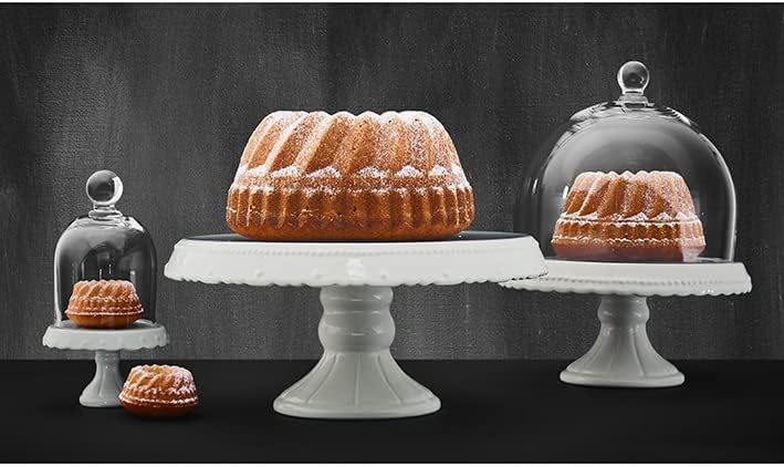 Birkmann, Premium Baking, runde Tortenplatte mit Fuss im Vintage Style, aus Keramik mit Verzierungen