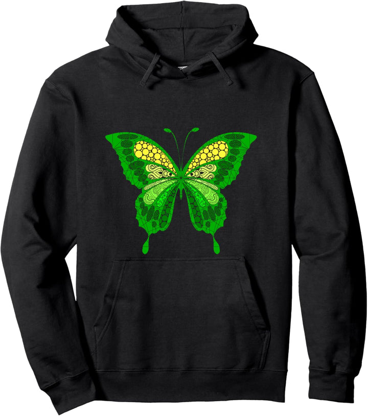 Grünes Schmetterling Mandala Tribal Yoga Chakra Pullover Hoodie