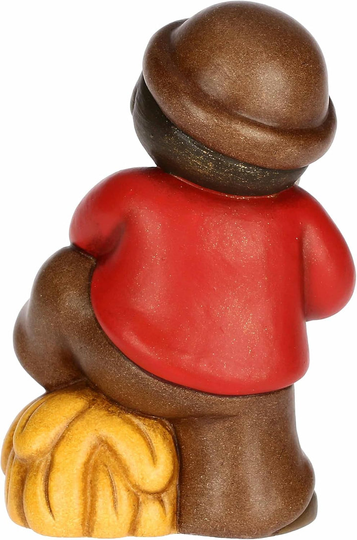 THUN, Mann mit Gabel und Rotheu aus hochwertiger Keramik, Klassische Krippensammlung, Weihnachtskrip