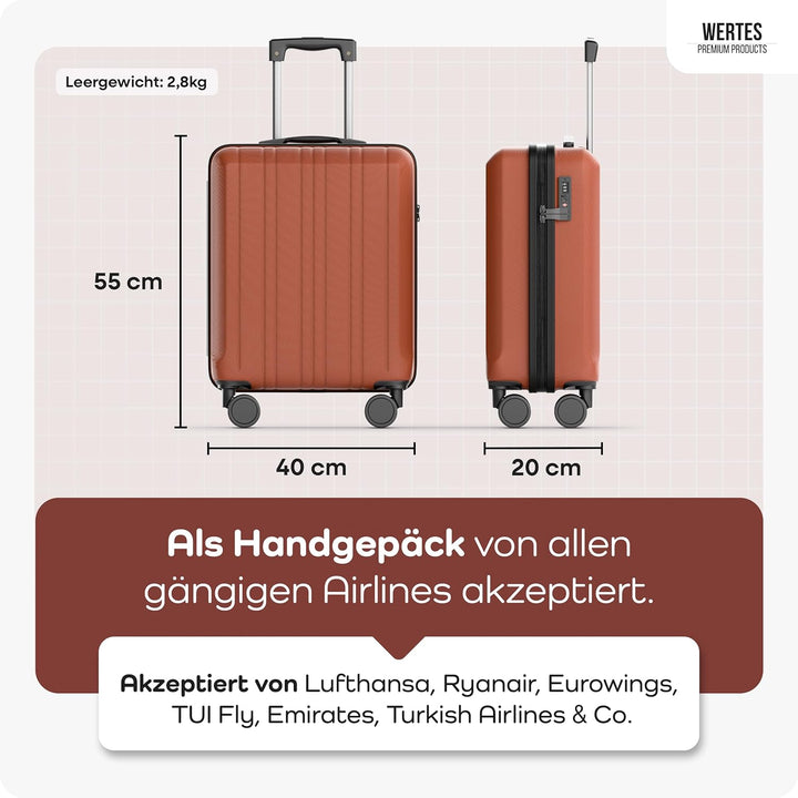 Handgepäck Koffer 55x40x20cm - 36L - TSA Schloss - Kabinenkoffer mit Dopperollen, Reisekoffer, Handg