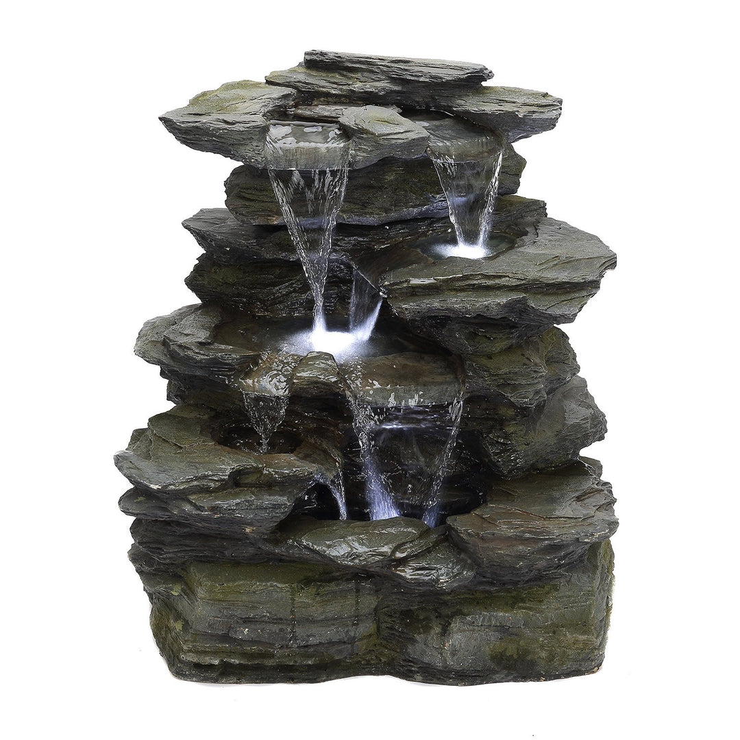 Köhko Springbrunnen Greifensteine Gartenbrunnen in Naturstein-Optik mit LED-Beleuchtung Höhe=56 cm m