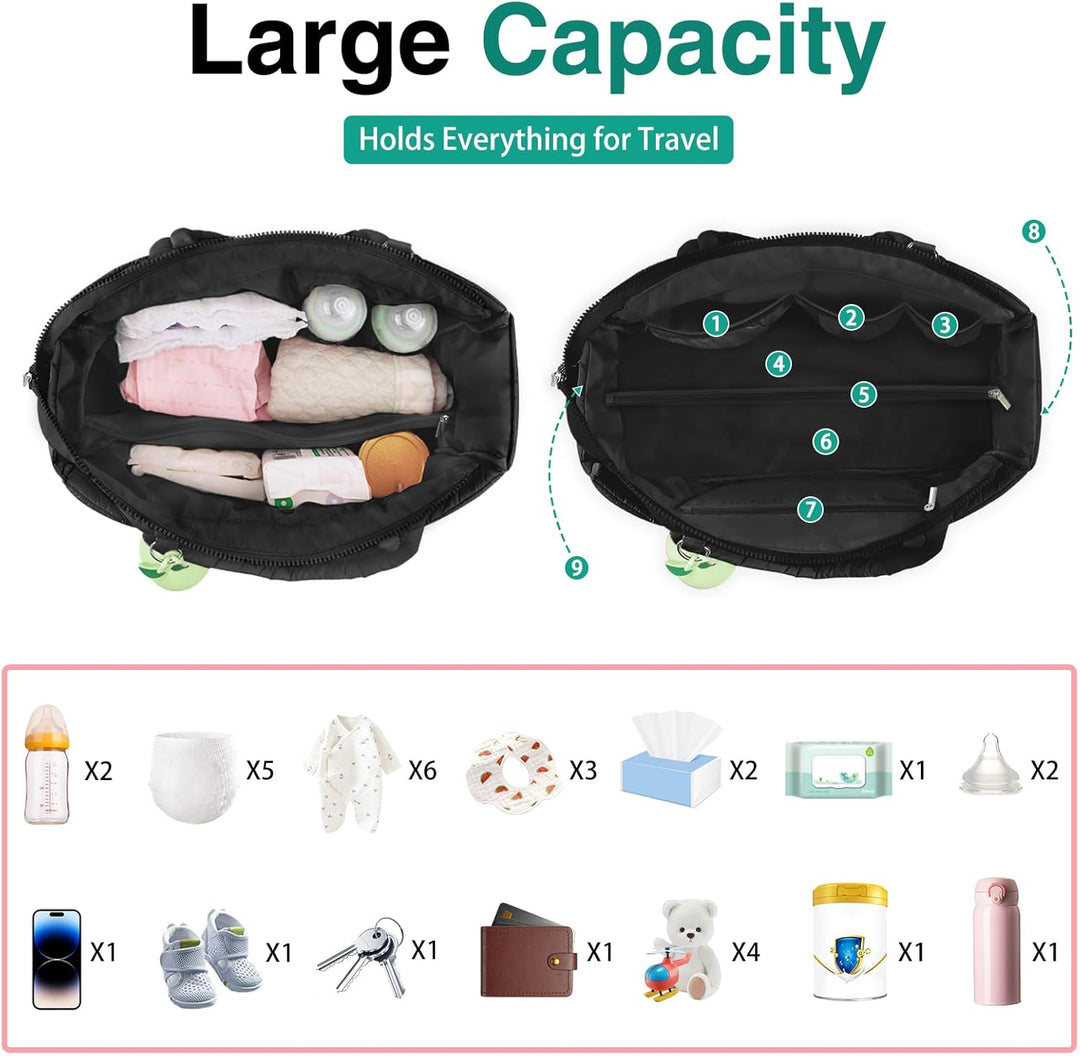 KUBYA Unisex Diaper with Pacifier Case-1 Wickeltasche Cosody Mommy Bag Schwarz, Schwarz