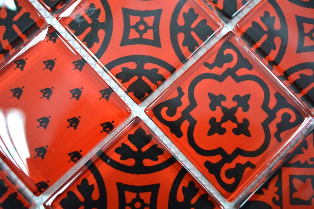 Mosaik Quadrat Crystal Optik rot Glasmosaik Transluzent Transparent 3D, Mosaikstein Format: 48x48x8