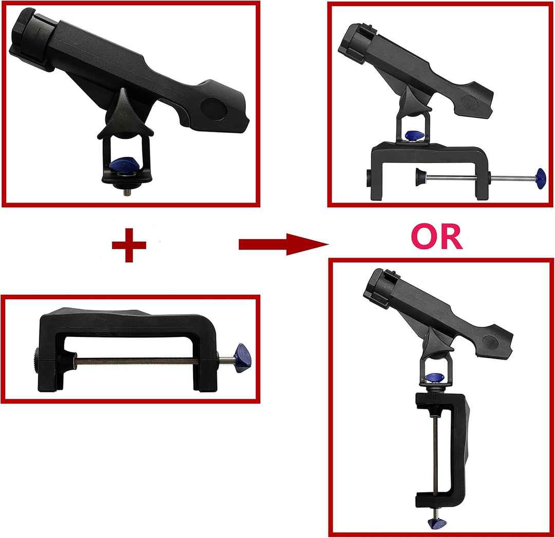 Fishing Boat Rods Holder with Large Clamp Opening 360 Degree Adjustable Fishing Rod Racks Folding Ho