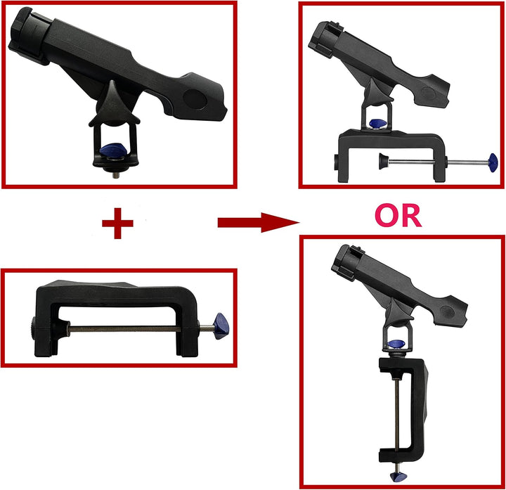 Fishing Boat Rods Holder with Large Clamp Opening 360 Degree Adjustable Fishing Rod Racks Folding Ho