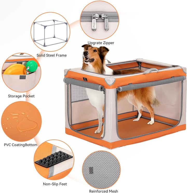 A 4 Pet Hundebox faltbar grosse Hunde,Hundebox für zuhause Auto Hundetransportbox Soft tragebar, lei