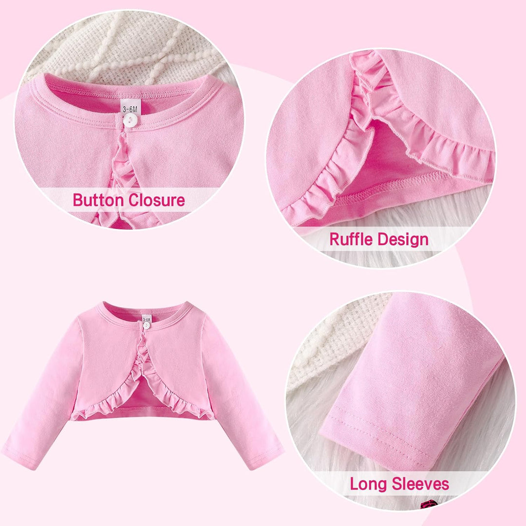 Kunyeah Baby Mädchen Kleid und Strickjacke Set Kleinkind Ruffle Shrug Mantel Schmetterling Print Roc