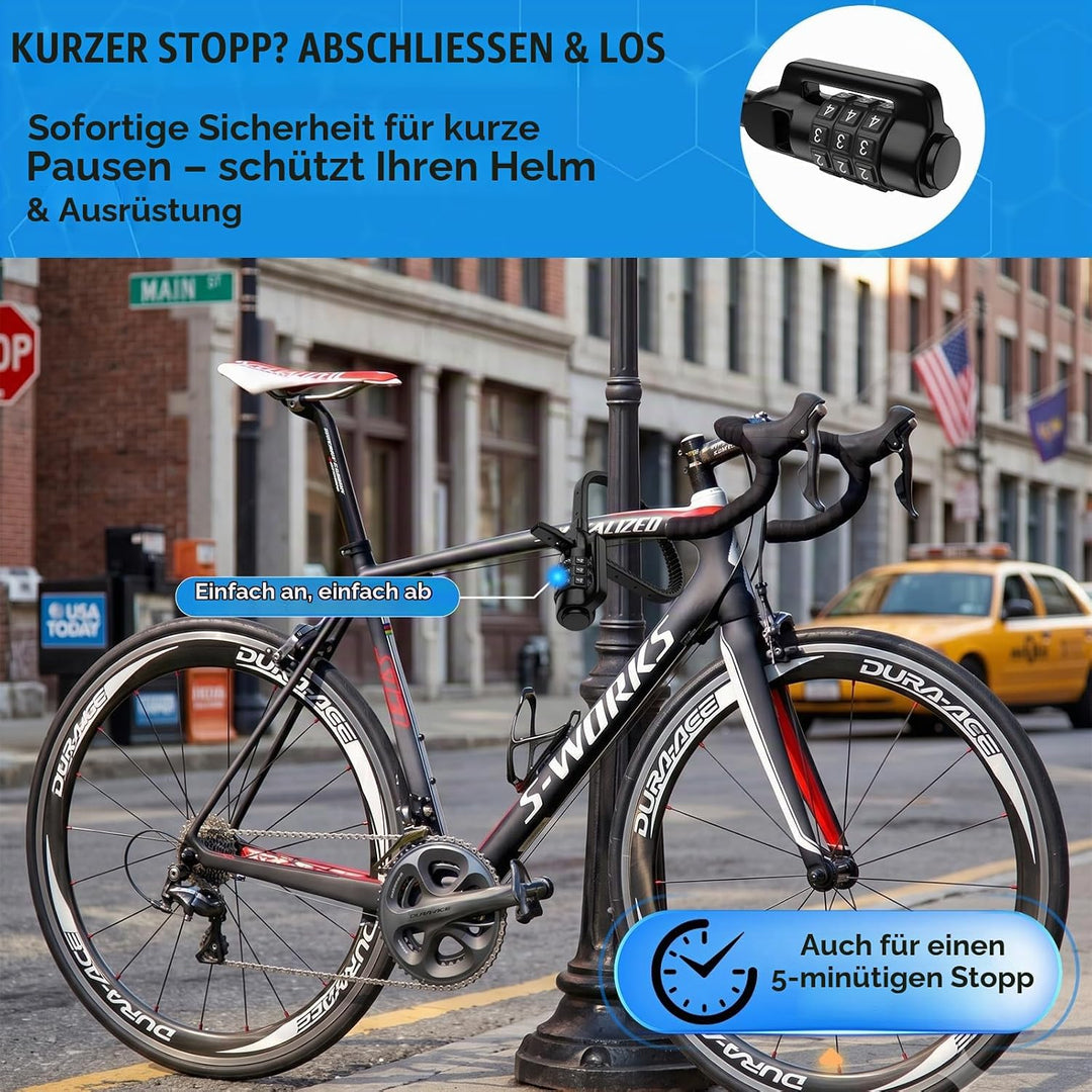 IMAYCC Kabelbinder Schloss mit Zahlencode – Leichtes Fahrradschloss &amp; Zahlenschloss für Helm, Scoote