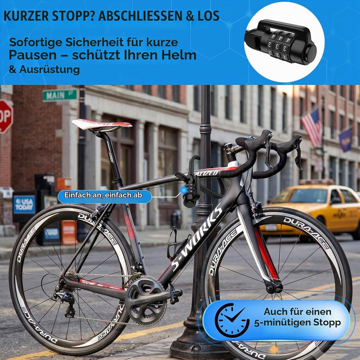 IMAYCC Kabelbinder Schloss mit Zahlencode – Leichtes Fahrradschloss &amp; Zahlenschloss für Helm, Scoote
