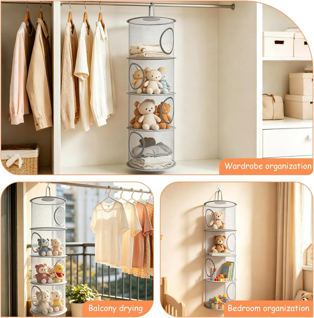 3pcs Faltbare Hängeaufbewahrung Organizer 4 Stufe Hängende Netz Aufbewahrung Kuscheltier Hängender S