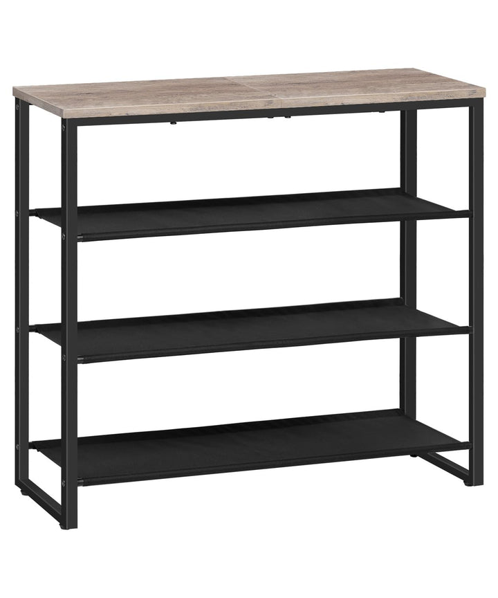 HOOBRO Schuhregal, 4-stufige Schuhablage, Schuhschrank mit 3 Oxford-Stoffebenen und 1 Paneelebene, f