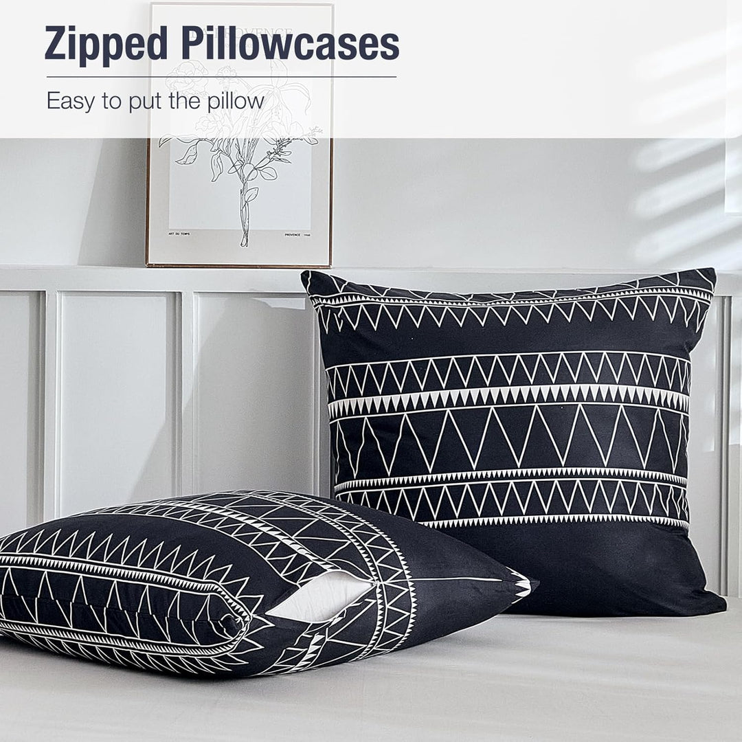 Lekesky Bettwäsche 220x200 3 teilig-Mikrofaser Bettbezug und Kopfkissenbezüge Set mit Schickem Gestr