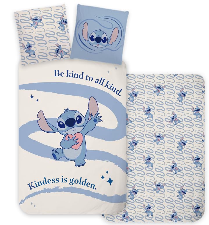 Lilo &amp; Stitch Bettwäsche-Set für Kinderbetten | Bettbezug 100x135 cm mit Kissenbezug 40x60 cm, 100%