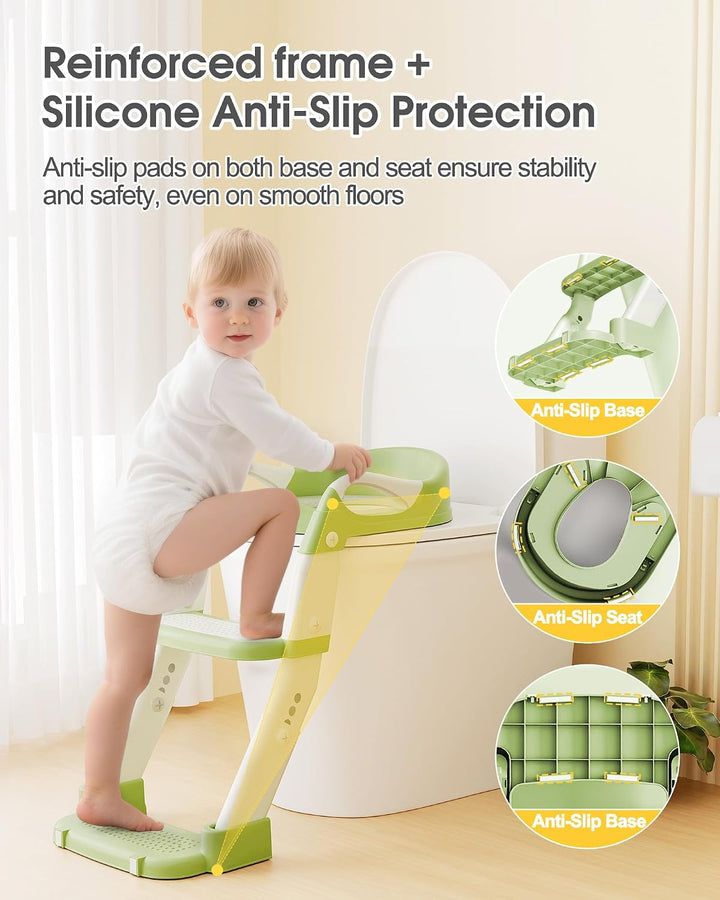 Yucch Toilettensitz Kinder mit Treppe – Verbesserte 2-in-1 Kind Toilettensitz höhenverstellbar, ruts