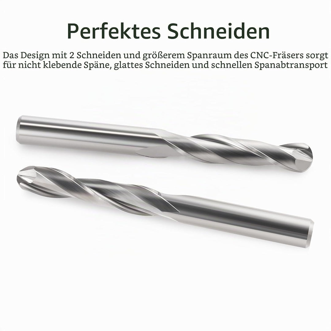 EU_HOZLY 5 STÜCKE Kugelkopffräser CNC Fräser Doppelflöte Spiralfräser 6 mm Schaft 2,36 Zoll Länge OV