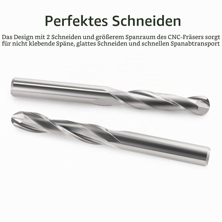 EU_HOZLY 5 STÜCKE Kugelkopffräser CNC Fräser Doppelflöte Spiralfräser 6 mm Schaft 2,36 Zoll Länge OV