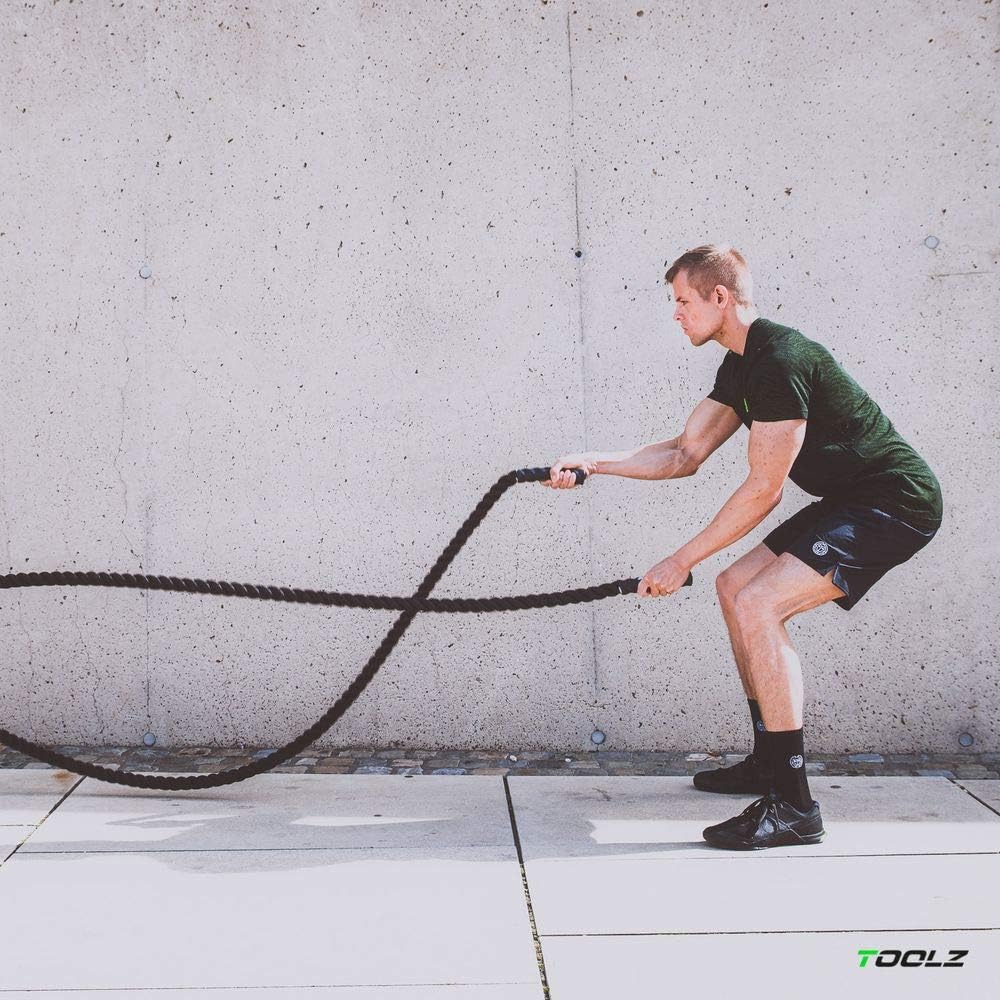 TOOLZ Battle Rope, Sportseil für Kraftausdauertraining, schwarz, Länge: 12m / Durchmesser: 35 mm/Gew