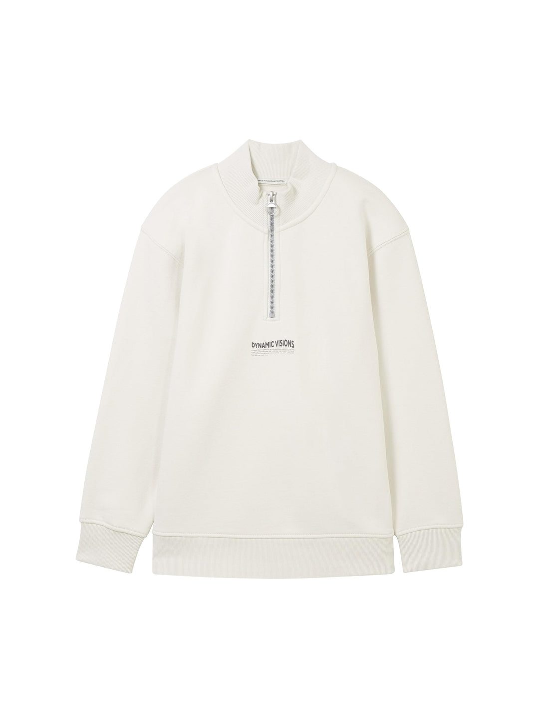 TOM TAILOR Jungen Troyer Sweatpullover mit Print 140 32257 - Greyish White, 140 32257 - Greyish Whit