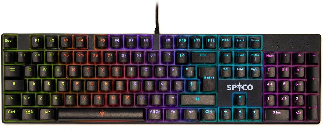 SPYCO Challenge KE-111, Mechanisce Gaming-Tastatur, italienisches Layout, einstellbare LED- Hintergr
