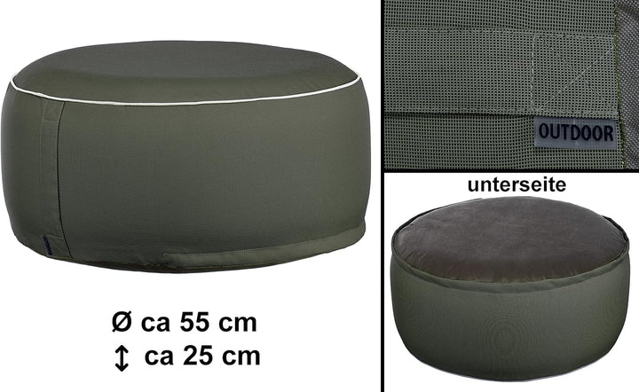 Brandsseller Outdoor Sitzhocker aufblasbar – Pouf Ø 55 x 25 cm – wasserabweisender Sitzsack für Gart