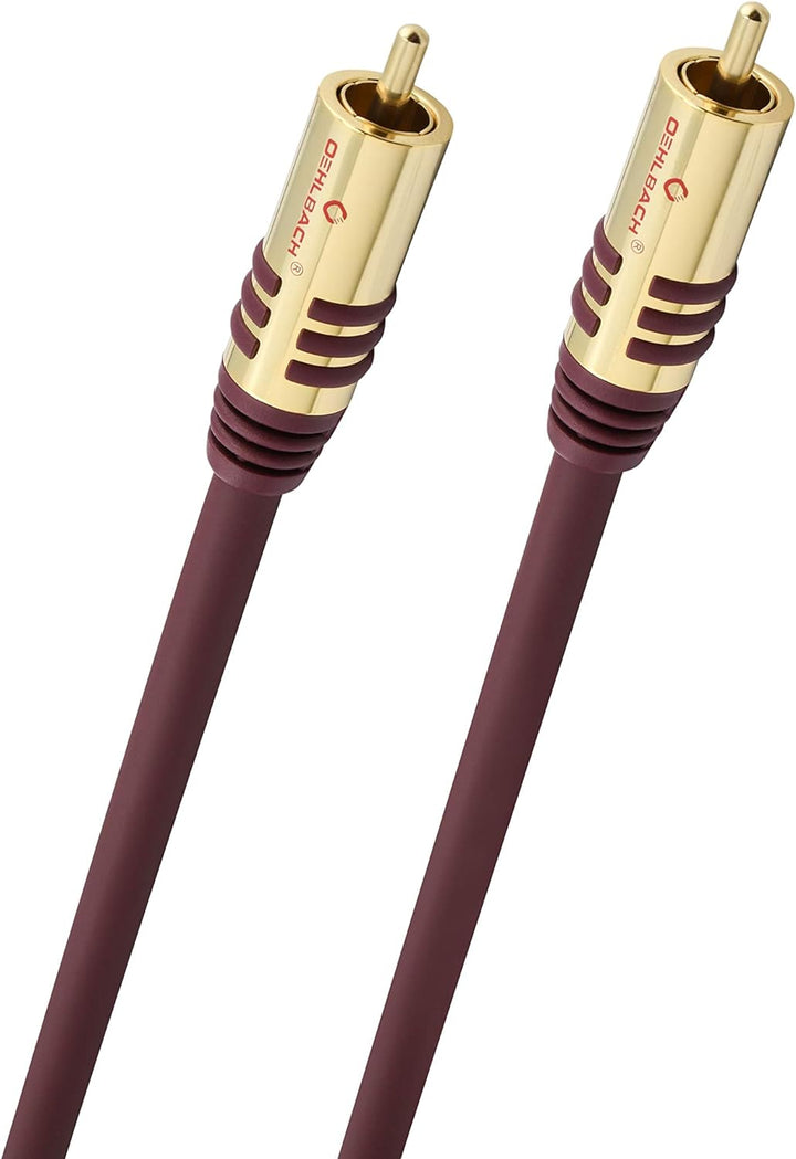 Oehlbach NF Sub, Cinch Subwoofer-Kabel - Audiokabel - rund - OFC - 8m - Bordeaux Rot 8m Single, Rot