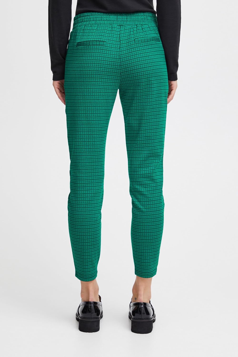 ICHI IHKATE Cameleon PA Damen Hose Stoffhose mit Stretch Enger Schnitt Elastikbund XL Cadmium Green
