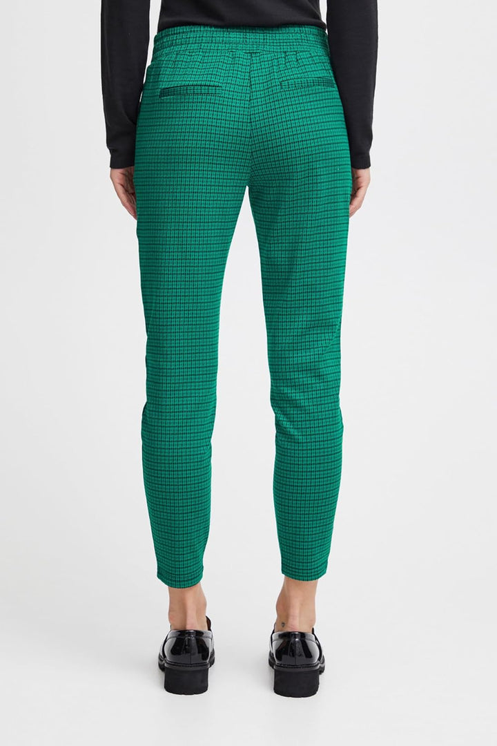 ICHI IHKATE Cameleon PA Damen Hose Stoffhose mit Stretch Enger Schnitt Elastikbund XL Cadmium Green