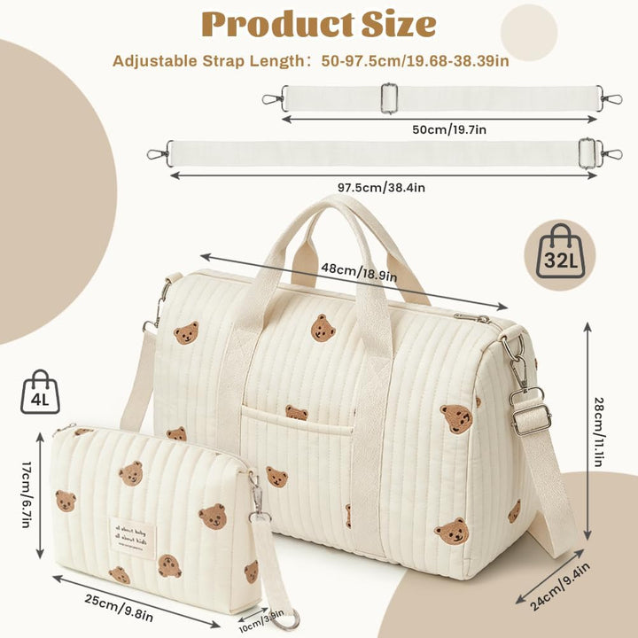 Aucuu Wickeltasche, Babytasche Mama Tasche, Kliniktasche Geburt Stickerei, Gross Mommy Bag, Henkelta
