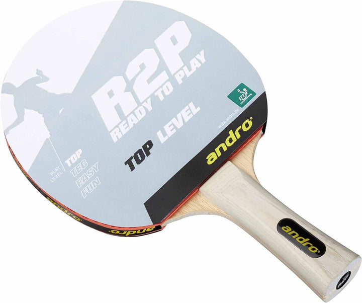 ANDRO Komplettschläger R2P Top Level - Tennisracket für Wettkampfspieler - Holzrahmen und -schaft -
