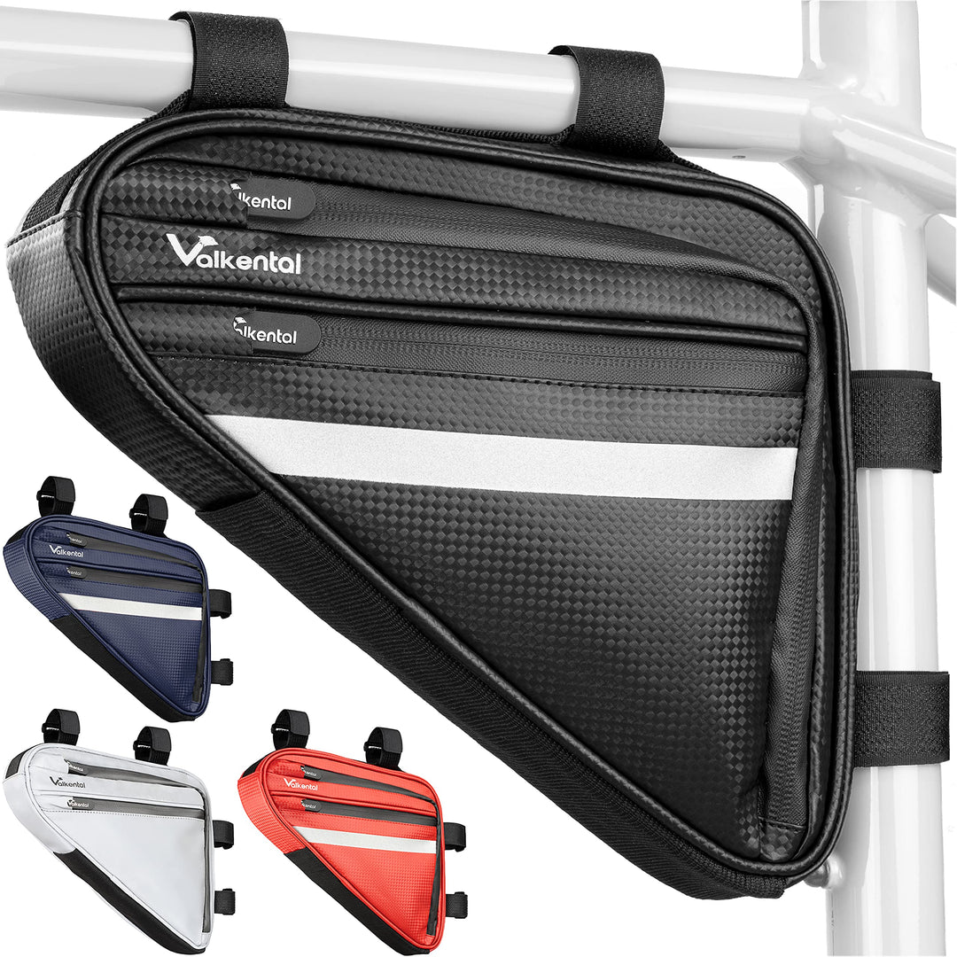 Valkental - Wasserfeste Rahmentasche mit viel Platz - 1,5L Volumen - Fahrradtasche mit Reflektoren u