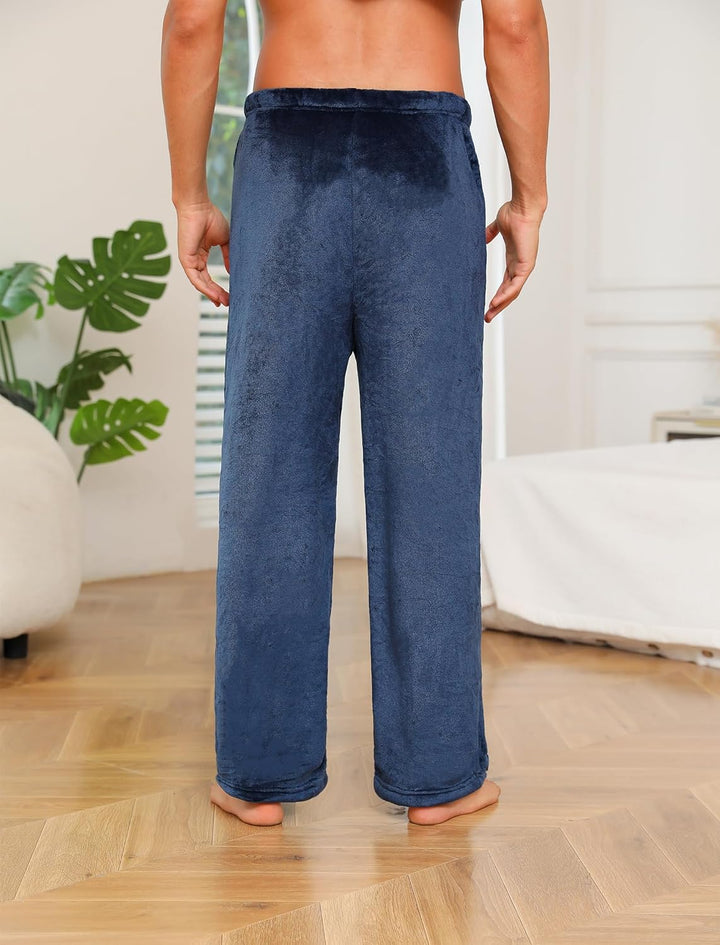 ENJOYNIGHT Schlafanzughose Herren Lang Fleece Pyjamahose Plüsch Freizeithose Warm Haushose mit Korde