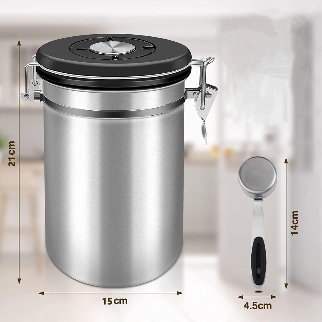 Shayson Kaffeedose 1kg Bohnen Kaffeedose Luftdicht 2800ml mit Löffel und Kalenderrad, Edelstahl Kaff