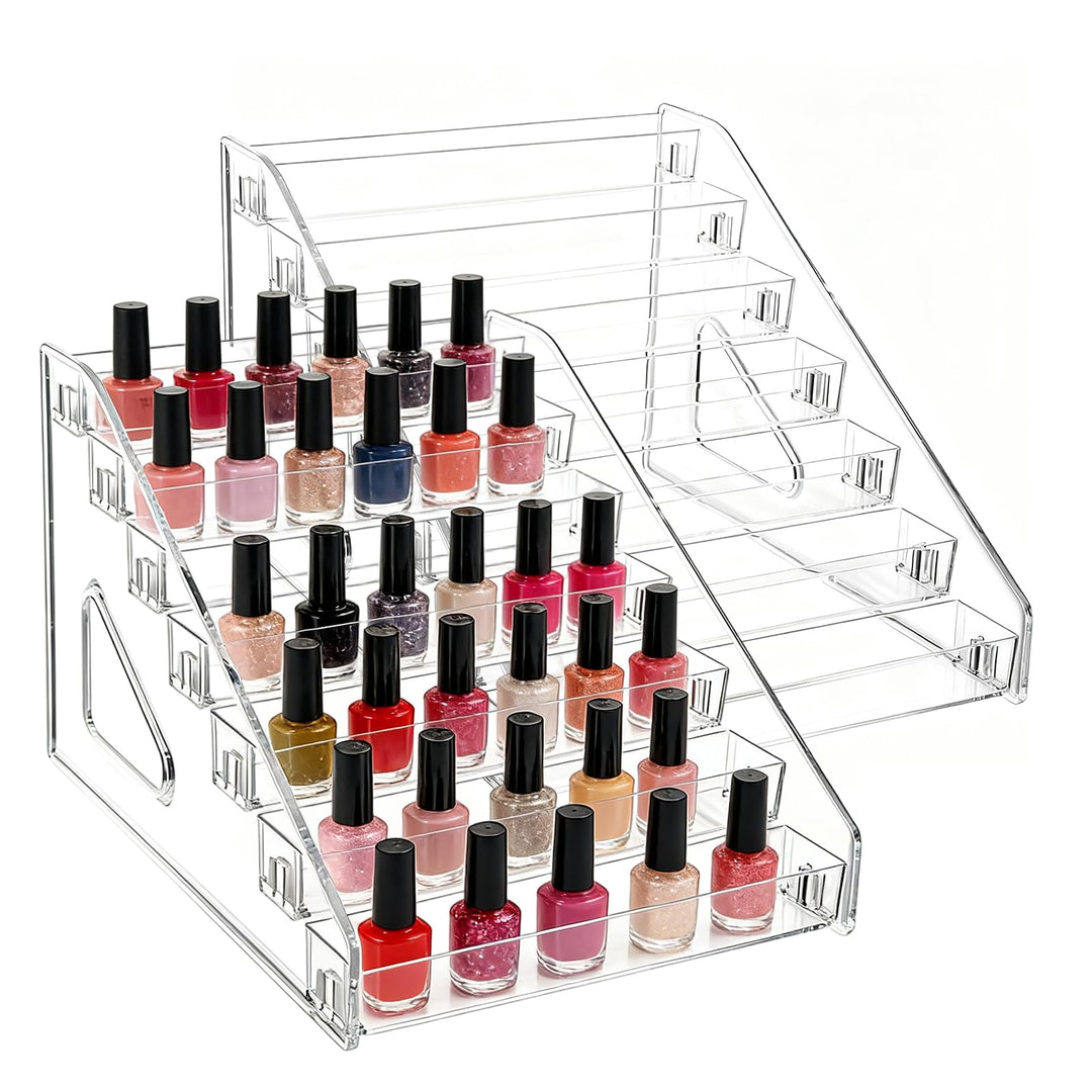 2 Stück Nagellack Aufbewahrung, 7 Schichten Nagellack Regal Kartenständer Transparent Acryl Nagellac
