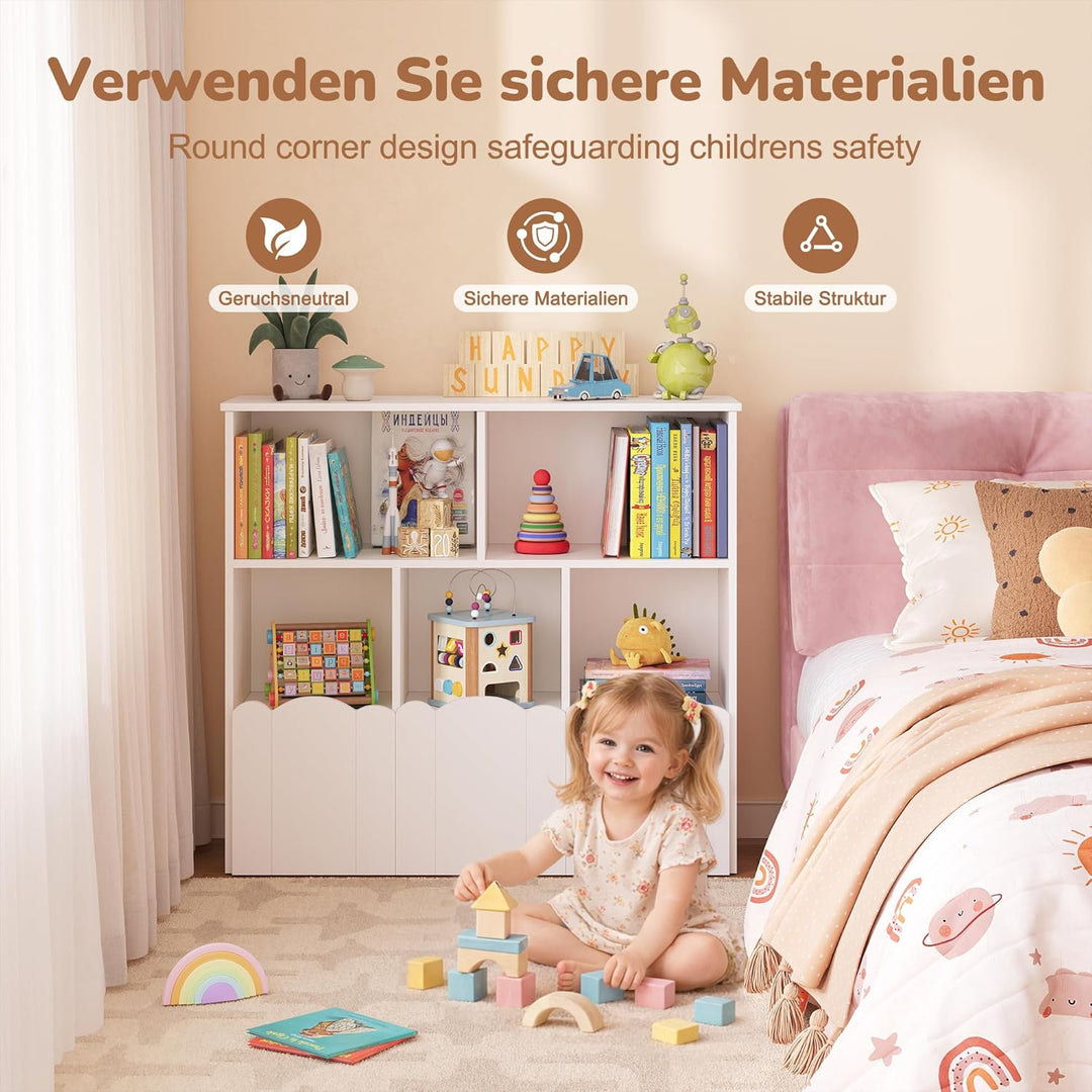 YOUDENOVA 3 Tier Kinderregal, Bücherregal, Kinderzimmer Möbel, Spielzeug Aufbewahrung auf Rollen, 10