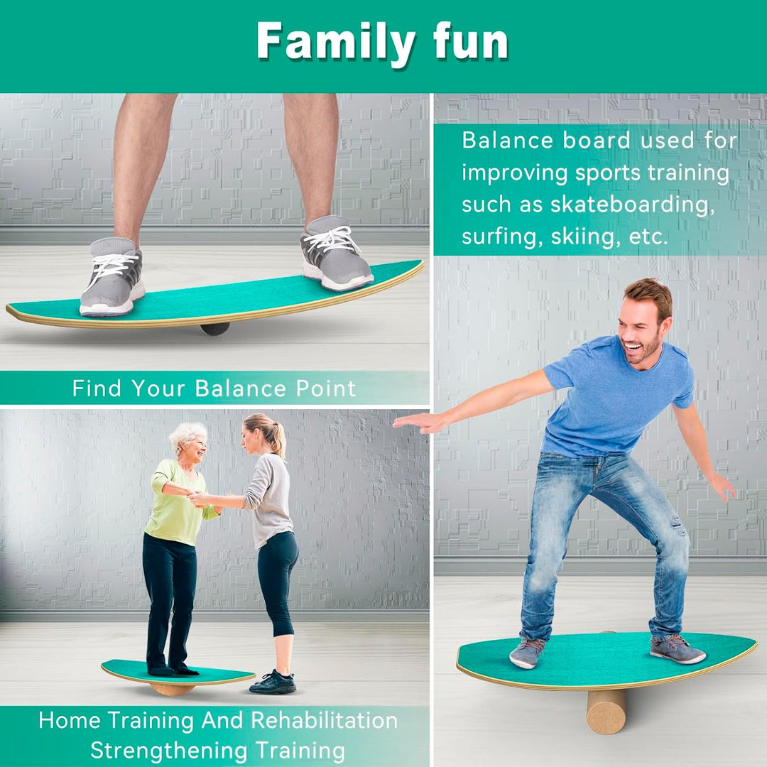Balance Board Erwachsene,Gleichgewichtstraining - Balance Board Holz,Oberflächenbehandlung gegen Rut