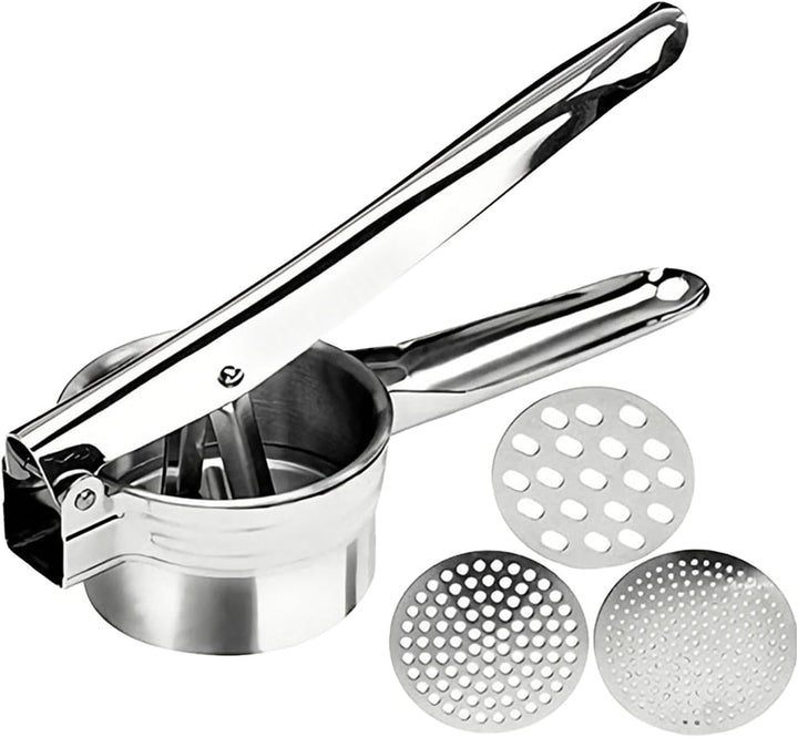 Intirilife Kartoffelpresse Spätzlepresse aus Edelstahl in Silber - 26.6 x 9.3 x 6.8 cm - Kartoffel S