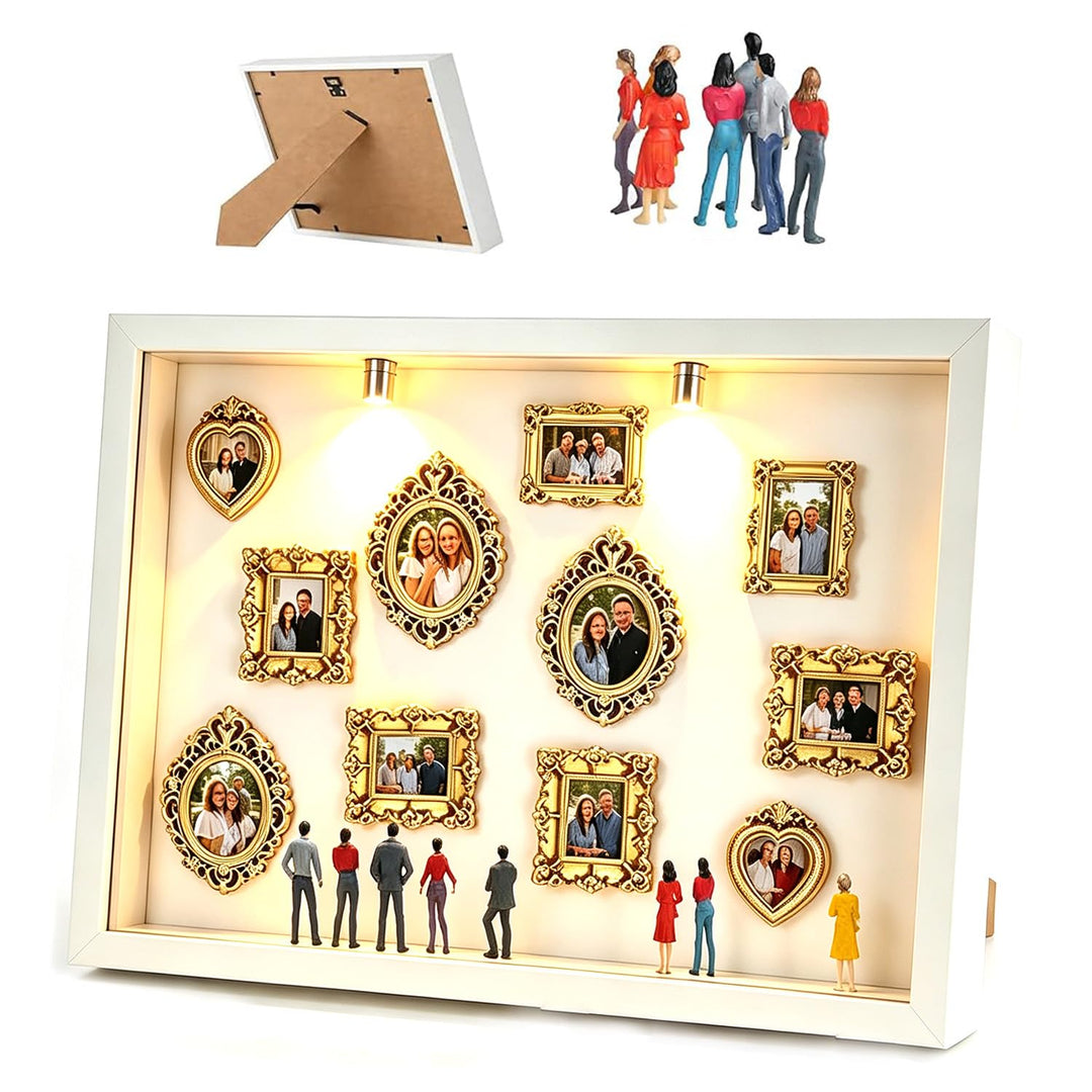 Mini Museum Bilderrahmen, DIY Mini Museum Silhouette Box mit 11 Goldene Rahmen Vintage, 8 Zufällig F