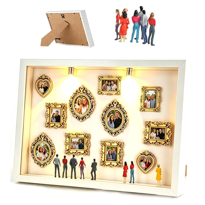 Mini Museum Bilderrahmen, DIY Mini Museum Silhouette Box mit 11 Goldene Rahmen Vintage, 8 Zufällig F