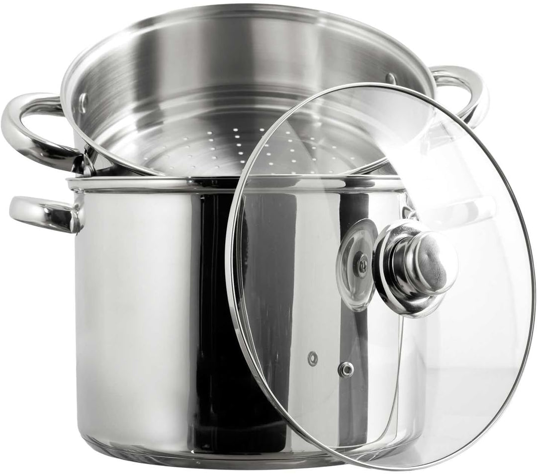 COOK CONCEPT, KC0006, Metal Couscous Maker with Glass lid, 8L Capacity, Compatible with All Heat Sou