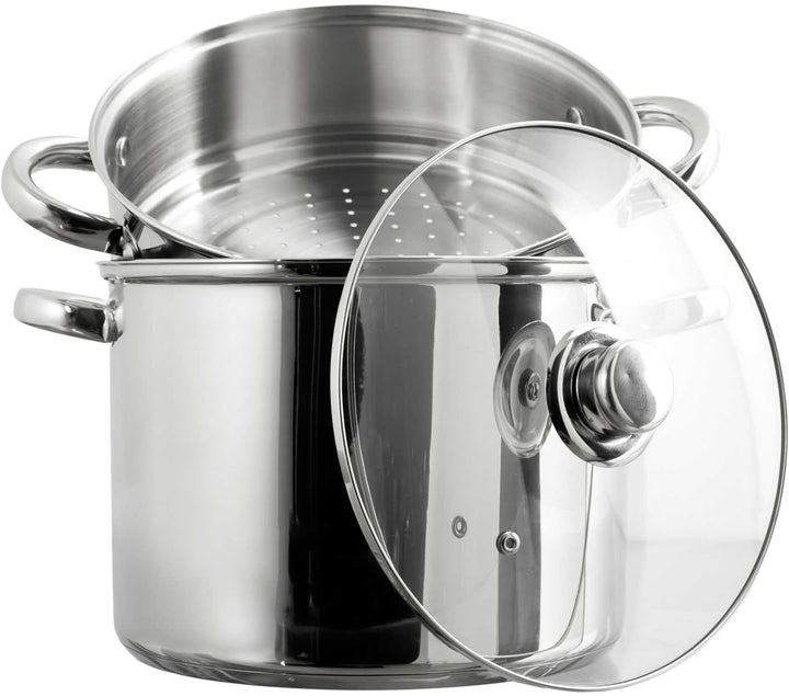 COOK CONCEPT, KC0006, Metal Couscous Maker with Glass lid, 8L Capacity, Compatible with All Heat Sou