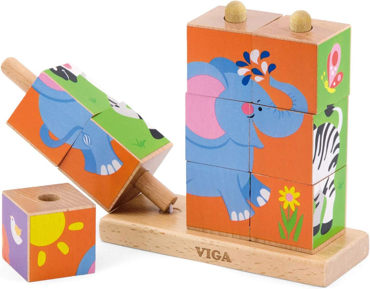 Viga Toys - Bilderwürfel Puzzle - Wildtiere