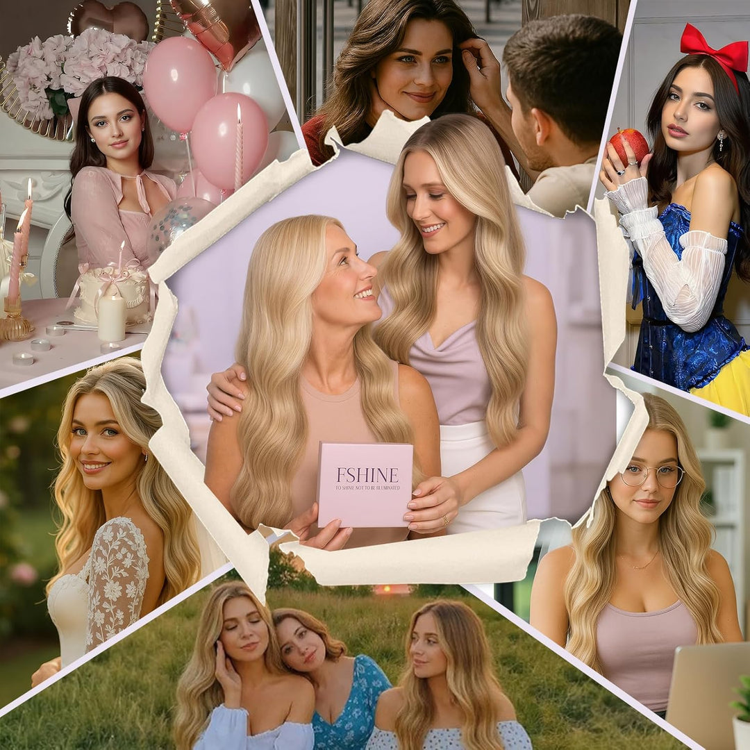 Fshine Bondings Echthaar Extensions Mittelbraun und Karamellblond 50g 35cm U Tip Haarverlangerung Ec