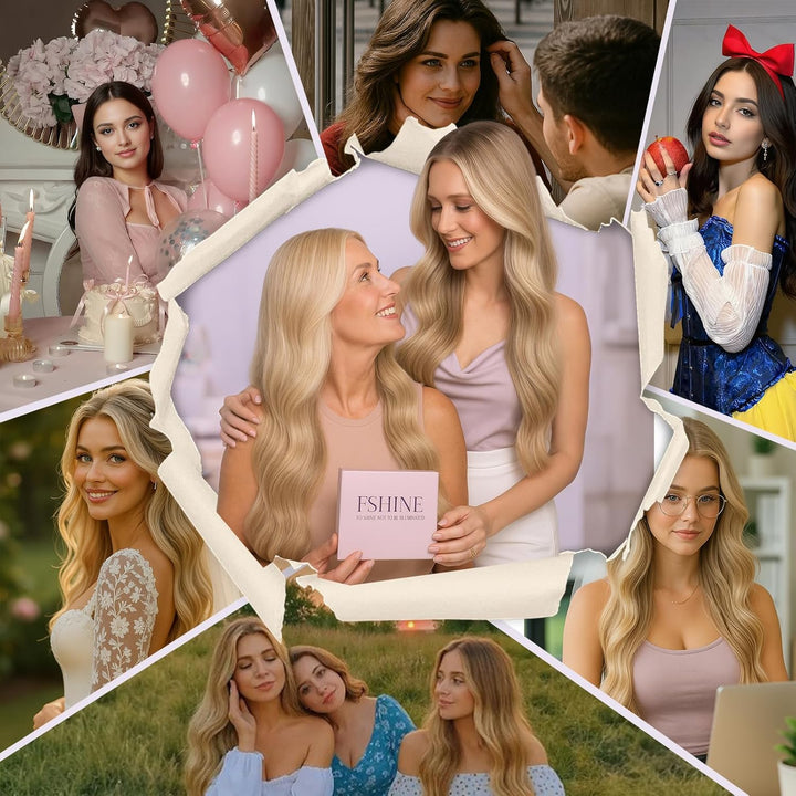 Fshine Bondings Echthaar Extensions Mittelbraun und Karamellblond 50g 35cm U Tip Haarverlangerung Ec